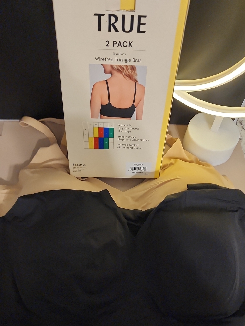 Wirefree Triangle Bra 2-Pack - Black & Beige